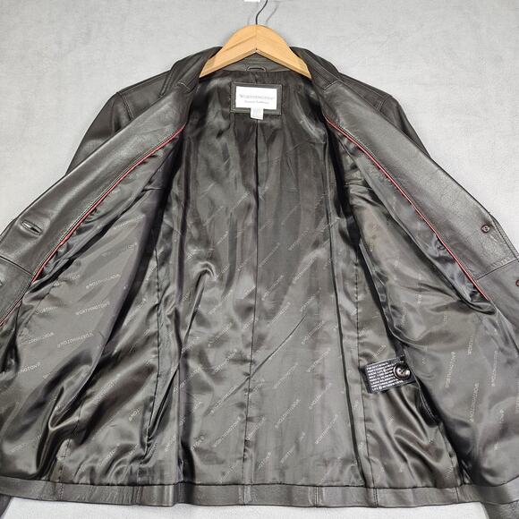 Worthington Leather Lambskin Jacket Women's Size Medium Dark Brown Lined Pockets - Picture 5 of 13